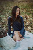 Breathe Long Sleeve Heathered Navy Cozy Intentions